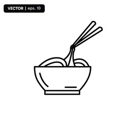 icon of noodles in a bowl, icon of eating noodles using chopsticks. vector eps 10
