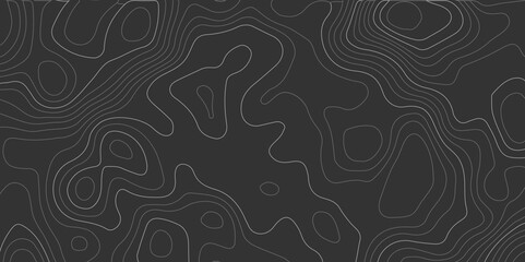 Abstract black and white wavy topography map background. Topography relief and topographic map wave line background.