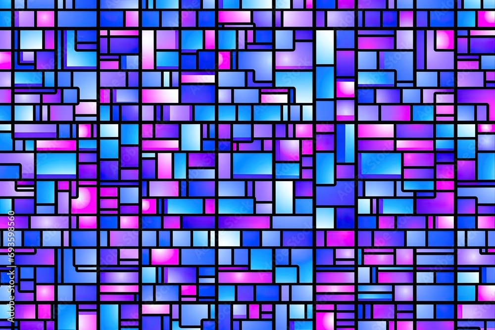 Poster Panoramic Abstract pixelated mosaic multicolored  pattern, banner