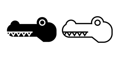crocodile icon, sign, or symbol in glyph and line style isolated on transparent background. Vector illustration