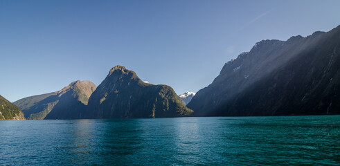 World famlous Fiord of Milford Sound in South Island of New Zealand. This Fiord is located in Fiordland National park.