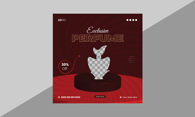 Vector elegant and luxury perfume social media post design vector 3d template