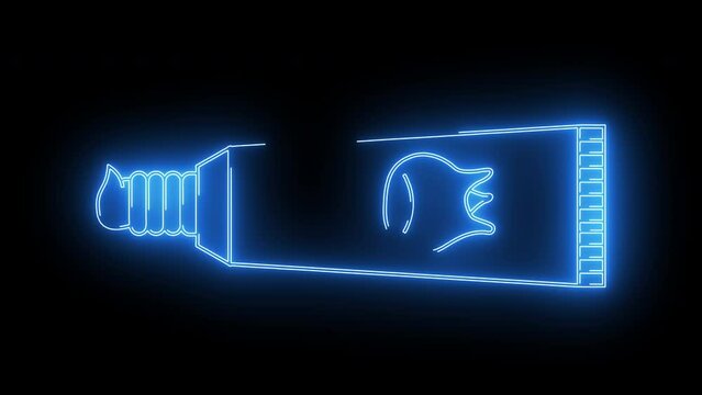 Animated toothpaste icon with a glowing neon effect