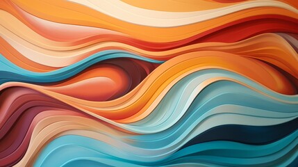 Colored modern canvas with swirls orange and turquoise colors.