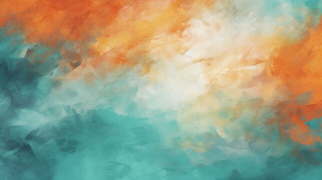 Abstract art wallpaper. Colored background, teal and orange.