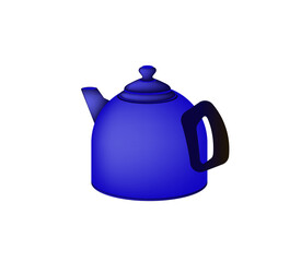 Cartoon blue teapot on a white background. Vector illustration
