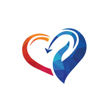 Giving love logo concept. Heart and hand logo design template.