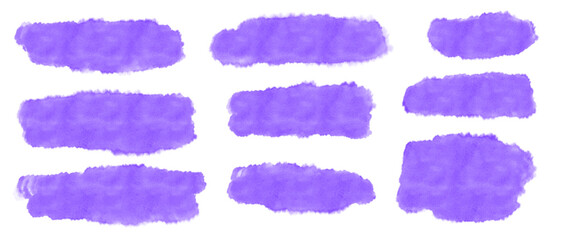  Violet Watercolor brush stroke  set of watercolor splashes