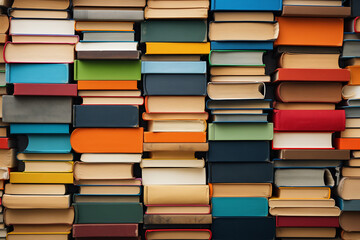 Stack of many books - abstract background