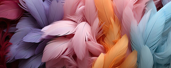 Image depicting soft feather arrangements in saturated pastel tones