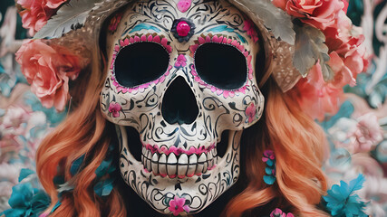 Day of the Dead colorful Skull: A Celebration of Mexican Culture Dia de los Muertos