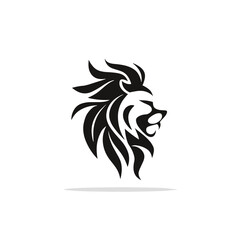 lion head silhouette, black and white logo, lion face logo, lion vector illustration, lion logo, animal logo, animal vector logo design 