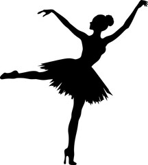 Dance girl silhouette isolated on white background. Vector illustration. Ballerina girl, ballerina isolated, ballerina vector, ballet dancer, princess, ballerina silhouette. AI generated illustration - obrazy, fototapety, plakaty