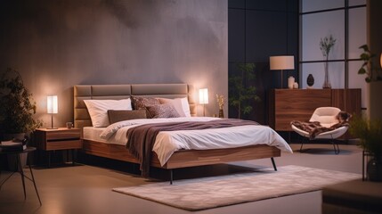 A modern bedroom with stylish decor 