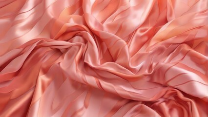 Light peach orange silk satin fabric gradient coral pink color elegant luxury abstract background for design 