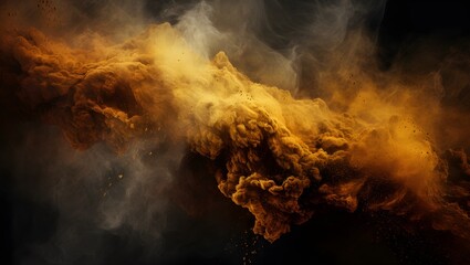 Gold abstract background. Gold dust with lots of particles flying apart. - obrazy, fototapety, plakaty