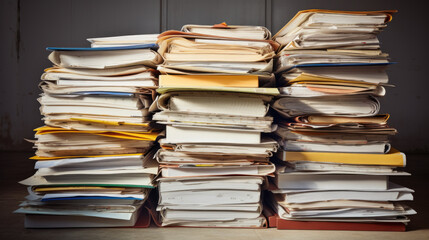 Stack of documents on the office desk