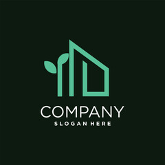 Green city logo design element with modern creative abstract idea