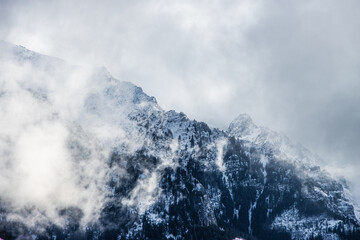 Snowy Mountains with clouds Winter Mountains Landscape Tatra Mountains Mountains covered by snow