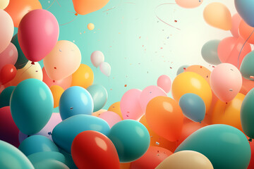 Multi-colored balloons on green background