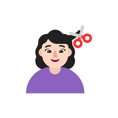 Woman Getting Haircut: Light Skin Tone