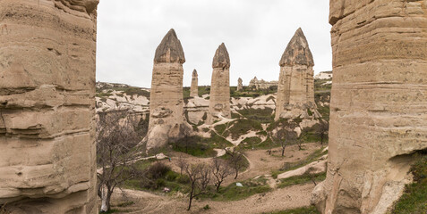 fairy chimneys of Sward Valley near Göreme, Cappadocia, Turkey