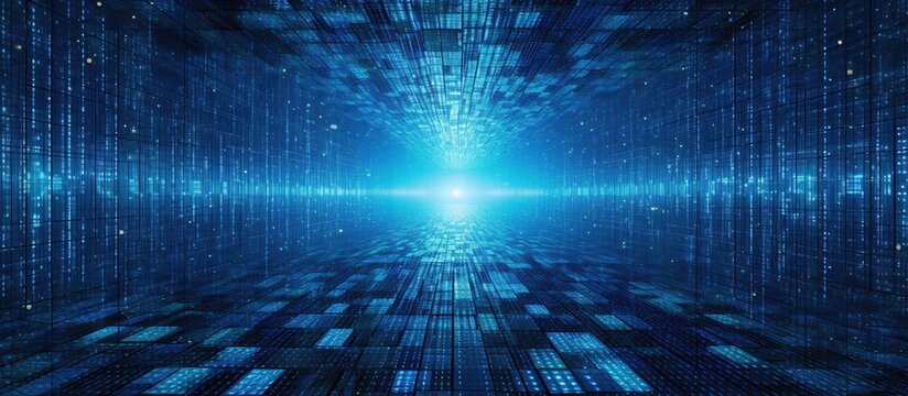 abstrac background a blue digital binary data, in server data centre space storage system