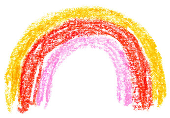 Cute Nursery Illustration of Hand Drawn Rainbow. No Background. Crayon Drawing-Like Infantile Style Rainbow. Childish Scribbles. Doodle Rainbow. Naive Drawing. - 693613586