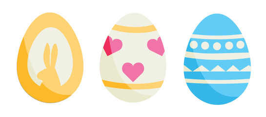 a set of colorful Easter eggs isolated on a transparent background for decoration