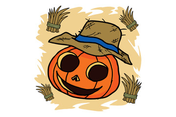Halloween Pumpkin Head Sublimation Design Vector