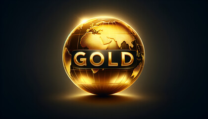  An illustration of a golden shiny globe with the word 'GOLD' prominently displayed, emphasizing the value of gold. 