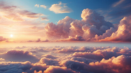 sunset over the clouds