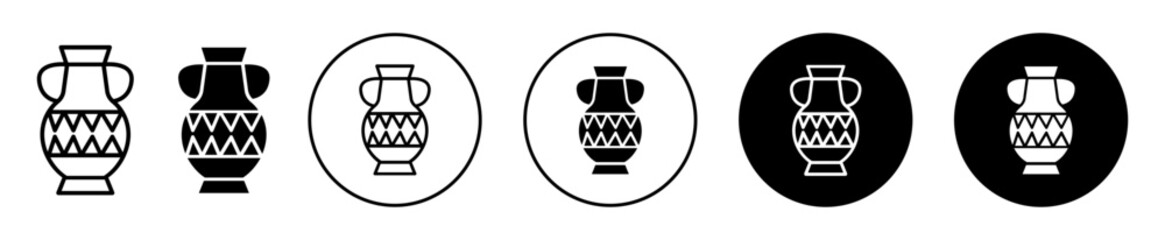 Ornamental vase icon. handmade ceramic ancient antique handicraft crockery jug jar pot bowl shape pitcher logo symbol sign. traditional vessel porcelain clay pottery vase vector logo set - obrazy, fototapety, plakaty