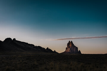Shiprock Monument in New Mexico at dusk