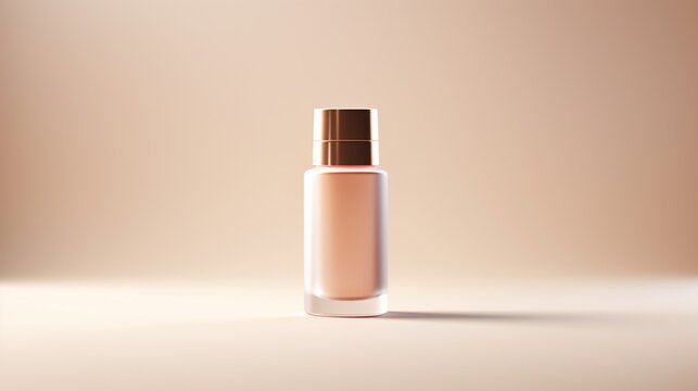 A high-definition photograph of a blank cosmetic bottle mockup, evoking a sense of luxury and the desire for a pampering beauty routine.