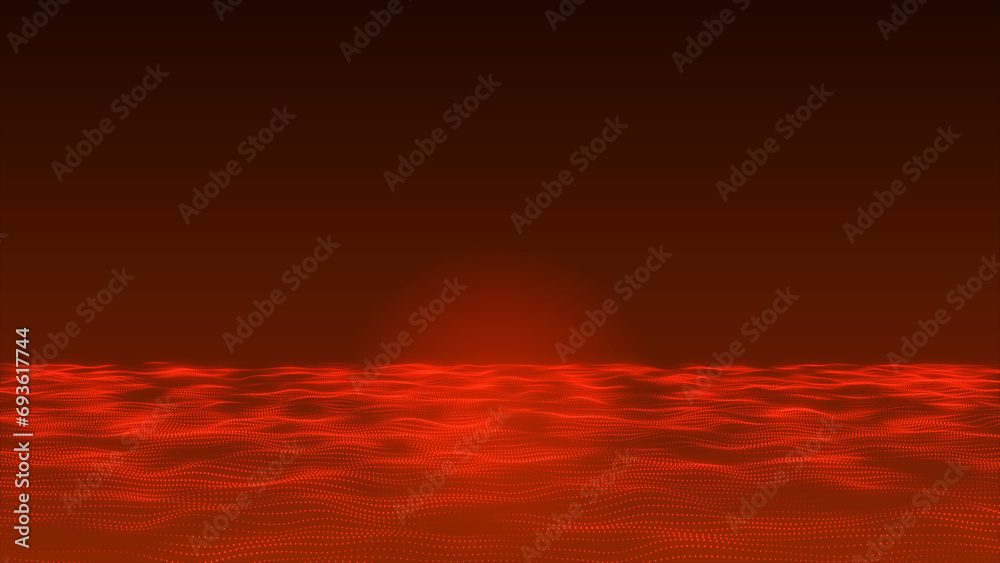Poster abstract hi-tech red dot and particle wave animated background video. futuristic dot-wave animation 