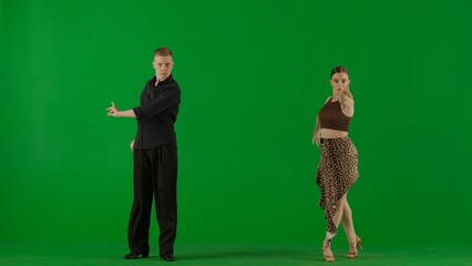 Elegant Ballroom Dance Couple in Action chroma key.