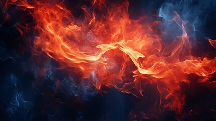 Fototapeta na wymiar A fiery frame captured in high-definition, featuring intense flames engulfing the frame against a dark blue background, radiating energy and creating a powerful visual impact.