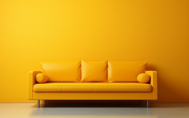 Yellow Background Wall-Mounted Sofa