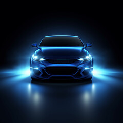 realistic blue led car light flare vector effect front headlight glare shine in dark auto on white background - obrazy, fototapety, plakaty