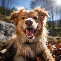 Close up of a happy dog in a sunny day 