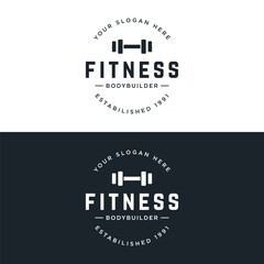 Retro vintage gym sport bodybuilding template Logo design.Logo for business , fitness , label ,badge and gym center. - obrazy, fototapety, plakaty
