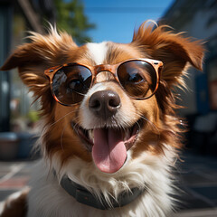 Close up of a happy dog in a sunny day 