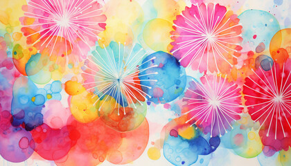 Celebrate with a vibrant and energetic watercolor background using bold, primary colors This lively combination is perfect for festive occasions and adds a sense of joy to any project