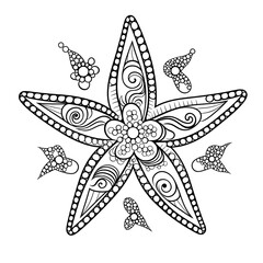 Whimsical Starfish Cartoon Mandala Coloring Page