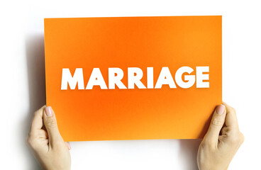 Marriage - the legally or formally recognized union of two people as partners in a personal...