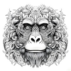 Majestic Gorilla Mandala Coloring Page