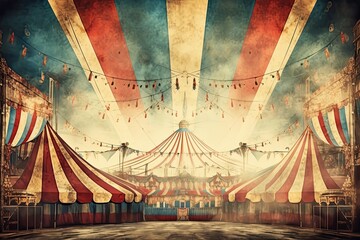 grunge retro circus carnival background. Vintage Party Festival backdrop - obrazy, fototapety, plakaty