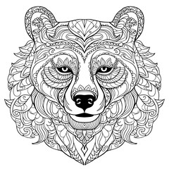 Obraz premium Majestic Bear Mandala Coloring Page