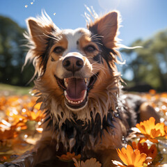 Close up of a happy dog in a sunny day 
